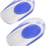 Twee transparante gel-hielcupjes met een blauw ovaal in het midden.