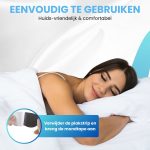 Een vrouw die rustig slaapt met een mondpleister. Tekst: Eenvoudig te gebruiken.
